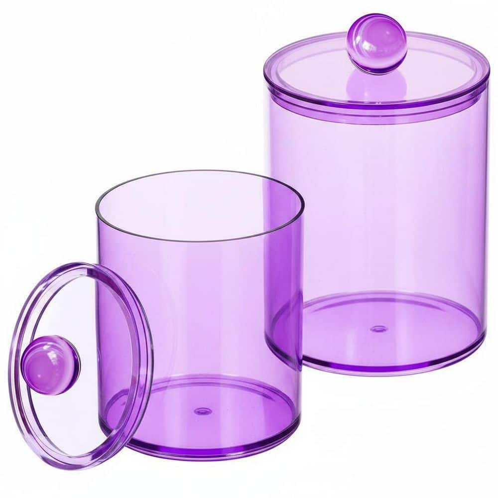 Numhew 1 Piece Bath Accessory Set Qtip Holder, Bathroom Jars with Lids Set, Cotton Swabs Pads Floss Picks in Purple (1)