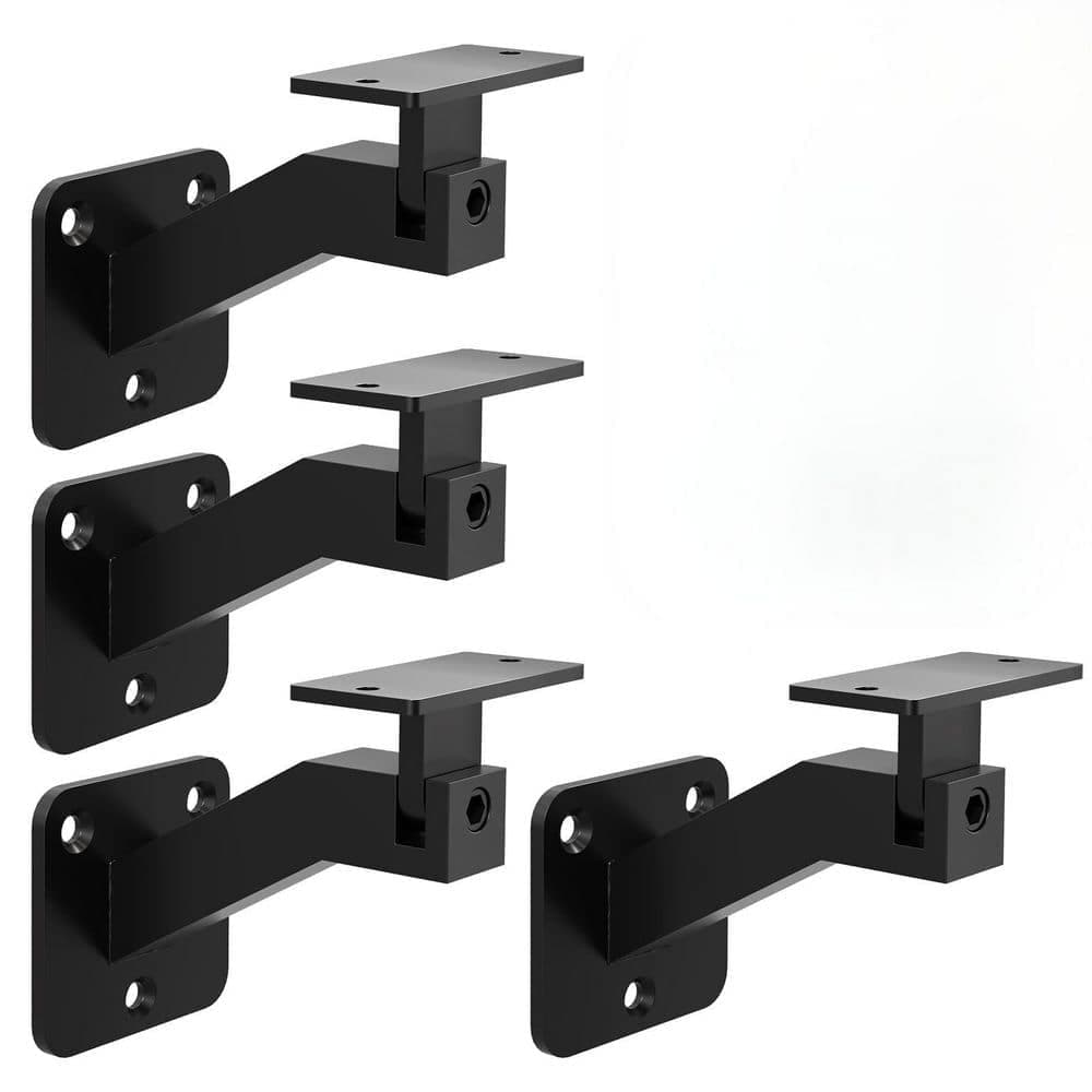 NVNOO 4 in. Adjustable Stainless Steel Handrail Bracket for Staircase Offices Living Rooms, Black (4-Pack) (1)