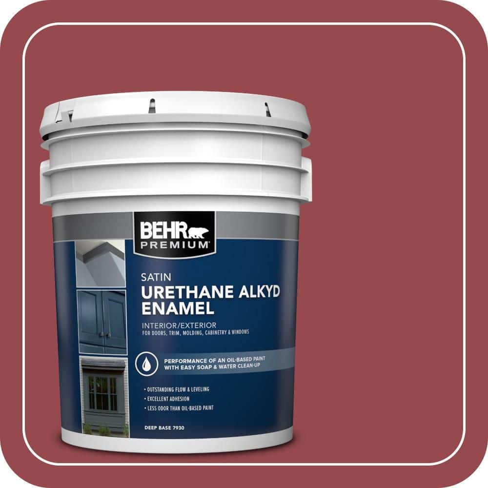 BEHR PREMIUM 5 gal. #M140-6 Circus Red Urethane Alkyd Satin Enamel Interior/Exterior Paint