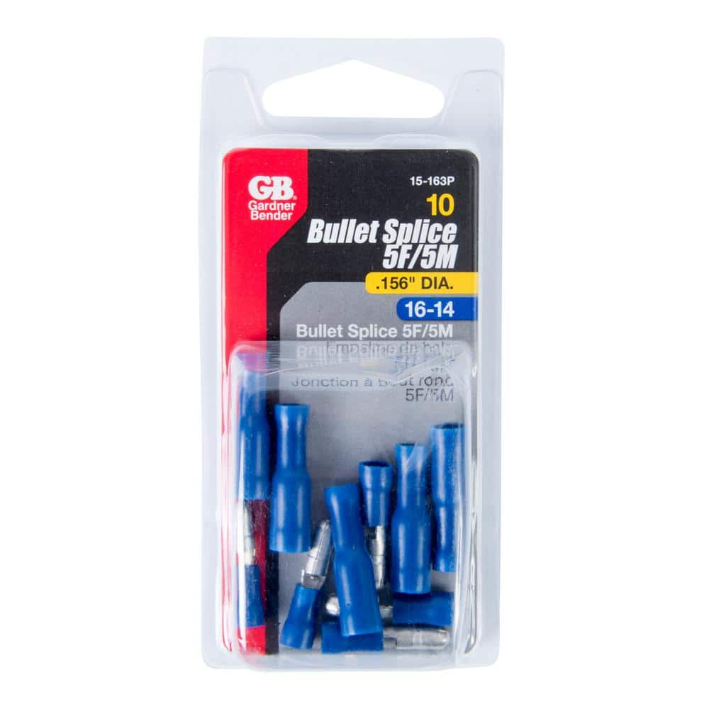 Gardner Bender 16-14 AWG 0.156 in. Tab Snap Connector Butt Splice 5 Female and 5 Male, Blue (10-Pack) (2)