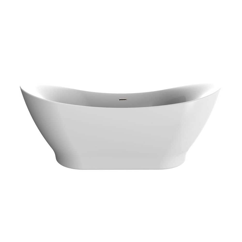 A&E Polar 66 in. Acrylic Freestanding Flatbottom Bathtub in White No faucet (2)