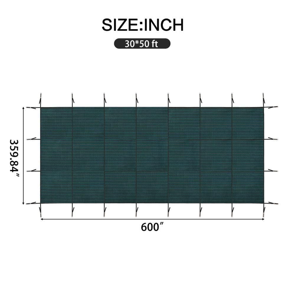 Amucolo 30 ft. x 50 ft. Rectangular Dark Green Underground and Inground Safety Cover Swimming Pool Cover (2)
