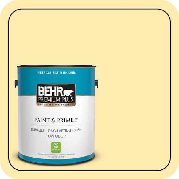 BEHR PREMIUM PLUS #370A-2 Pale Daffodil Enamel Interior/Exterior Paint & Primer Color Sample (3)