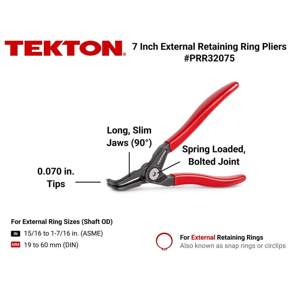 TEKTON 7 in. 90° External Retaining Ring Pliers (0.070 in. Tip) (2)