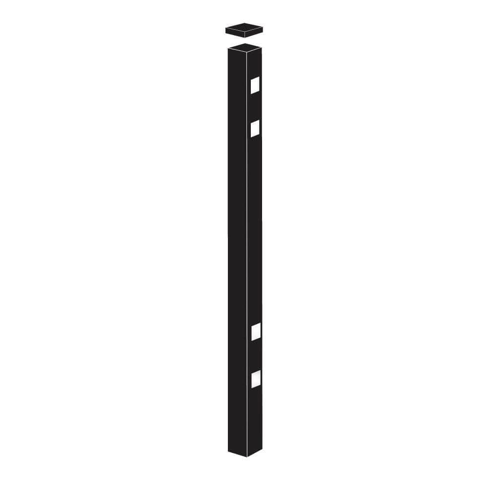 Barrette Outdoor Living 2 in. x 2 in. x 8-7/8 ft. Cascade Standard-Duty Black Aluminum Fence End Post