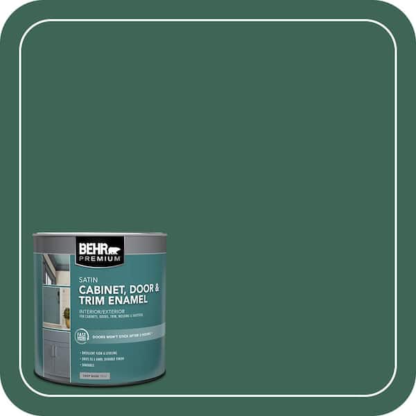 BEHR PREMIUM 1 qt. #480D-7 Isle of Pines Satin Enamel Interior/Exterior Cabinet, Door & Trim Paint (2)