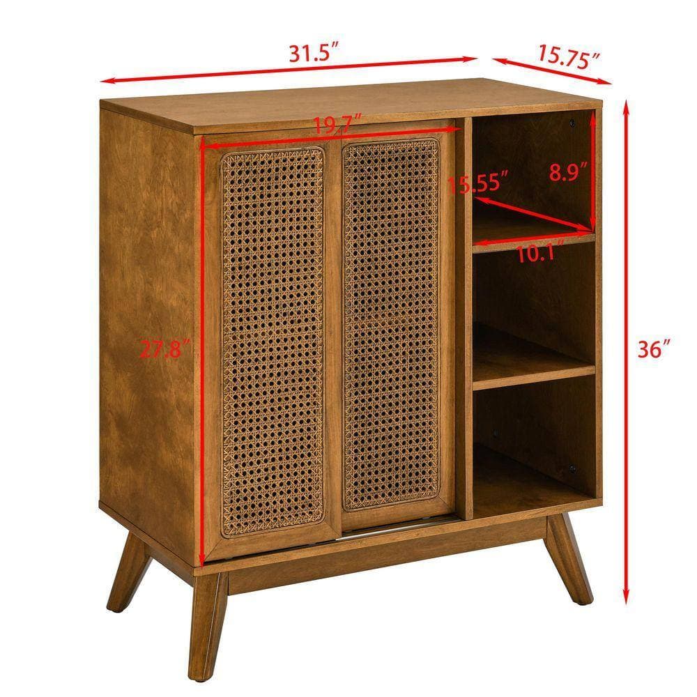 COWLOWN 31.5 in. W x 15.75 in. D x 36 in. H Bathroom Brown Linen Cabinet (2)