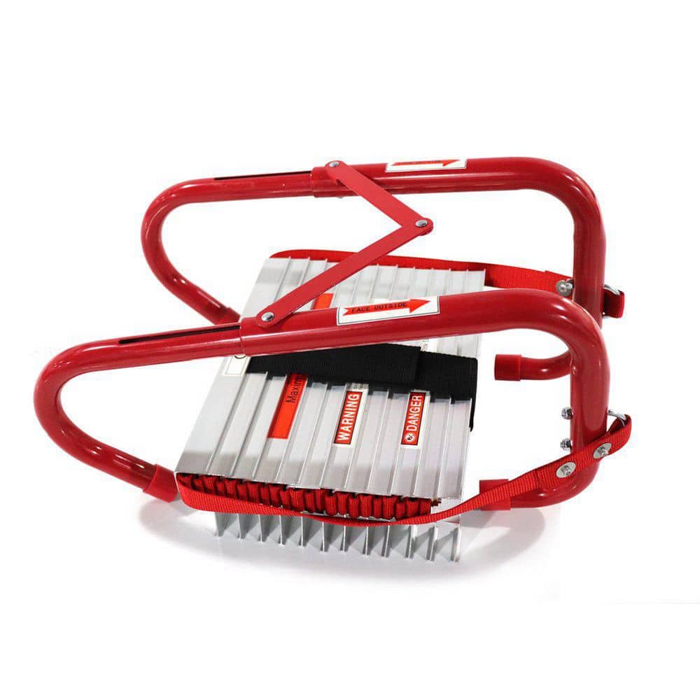 Laybus 15 ft. Portable Fire Ladder, 2-Story Emergency Fire Escape Ladder with Wide Steps V Center Support (3)