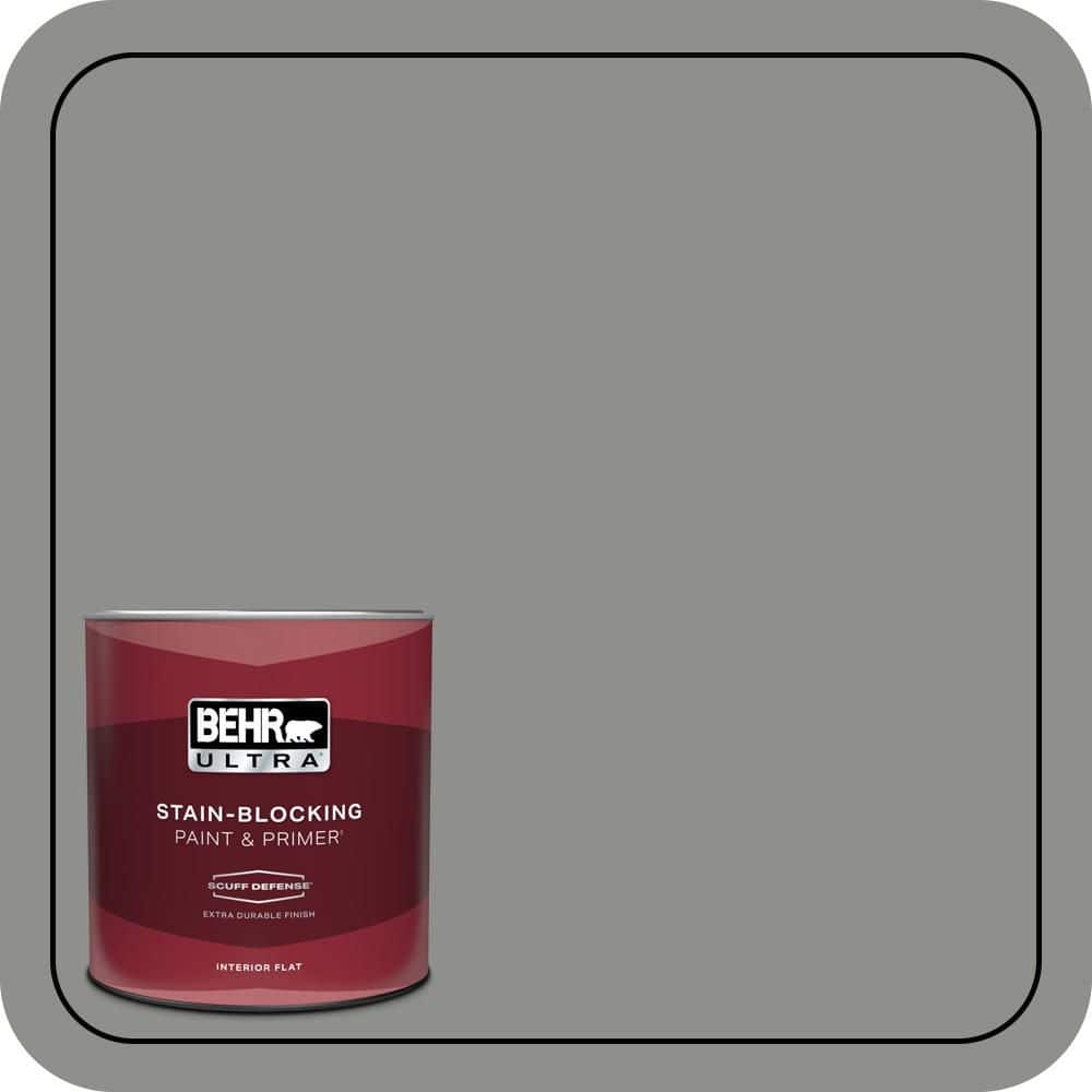BEHR ULTRA 1 qt. #PPU24-20 Letter Gray Extra Durable Flat Interior Paint & Primer