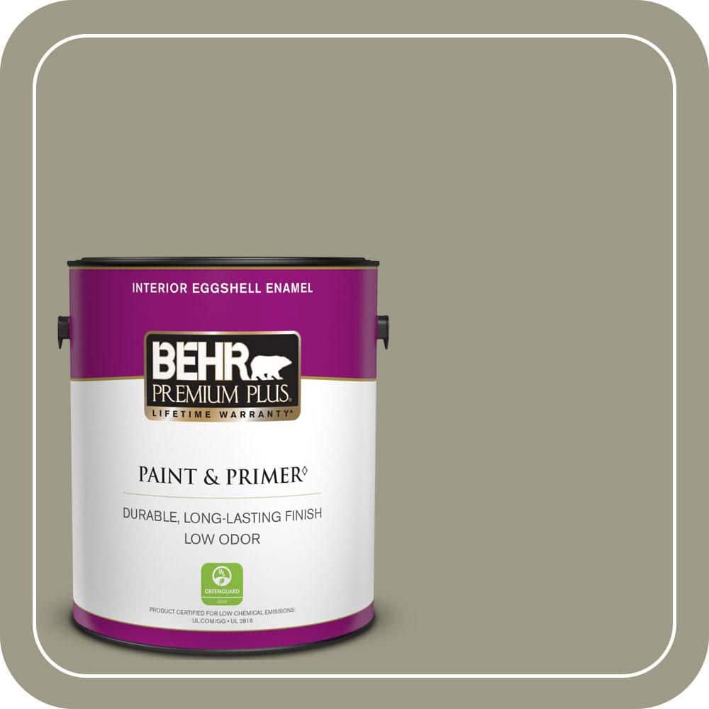 BEHR PREMIUM PLUS 1 gal. #MQ6-26 Milk Thistle Eggshell Enamel Low Odor Interior Paint & Primer
