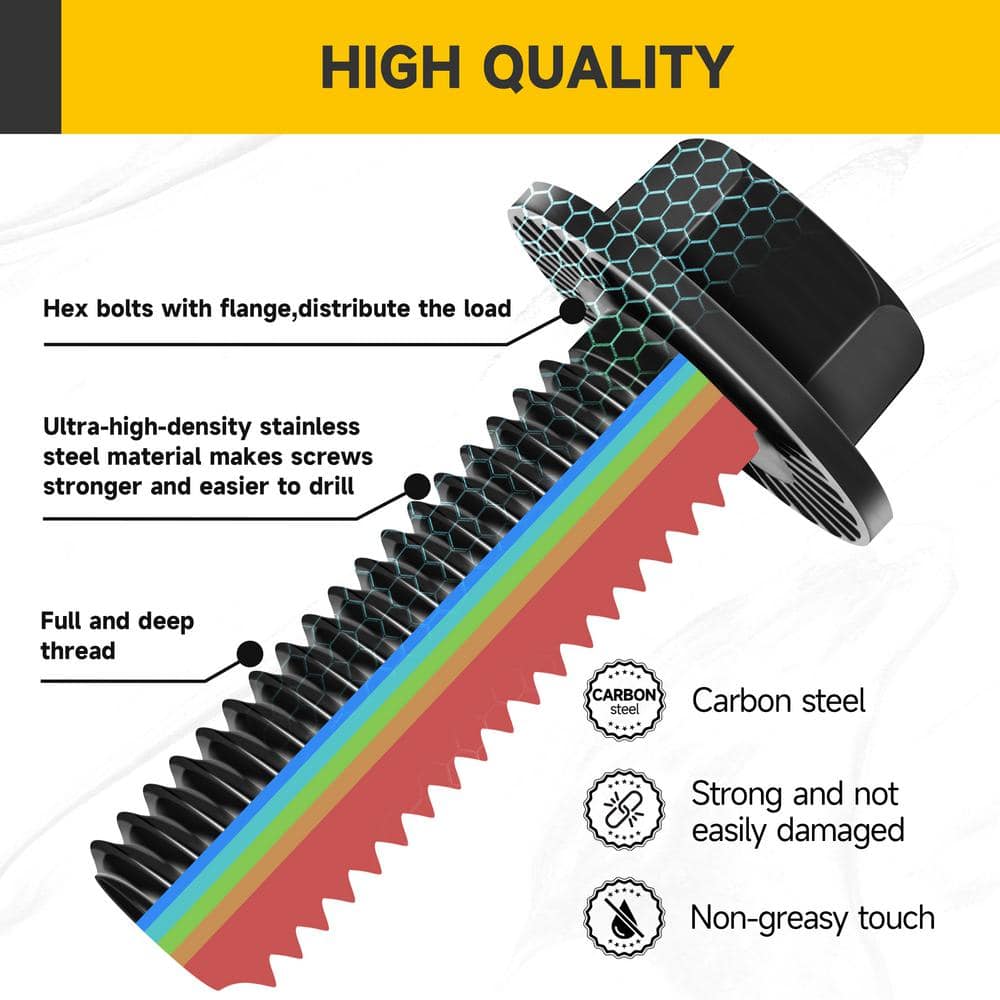 MYWISH 224-Piece Metric Flanged Hex Head Bolt Kit, M6 Bolts, Nuts and Washers, Grade 10.9 Carbon Steel, Various Sizes (3)