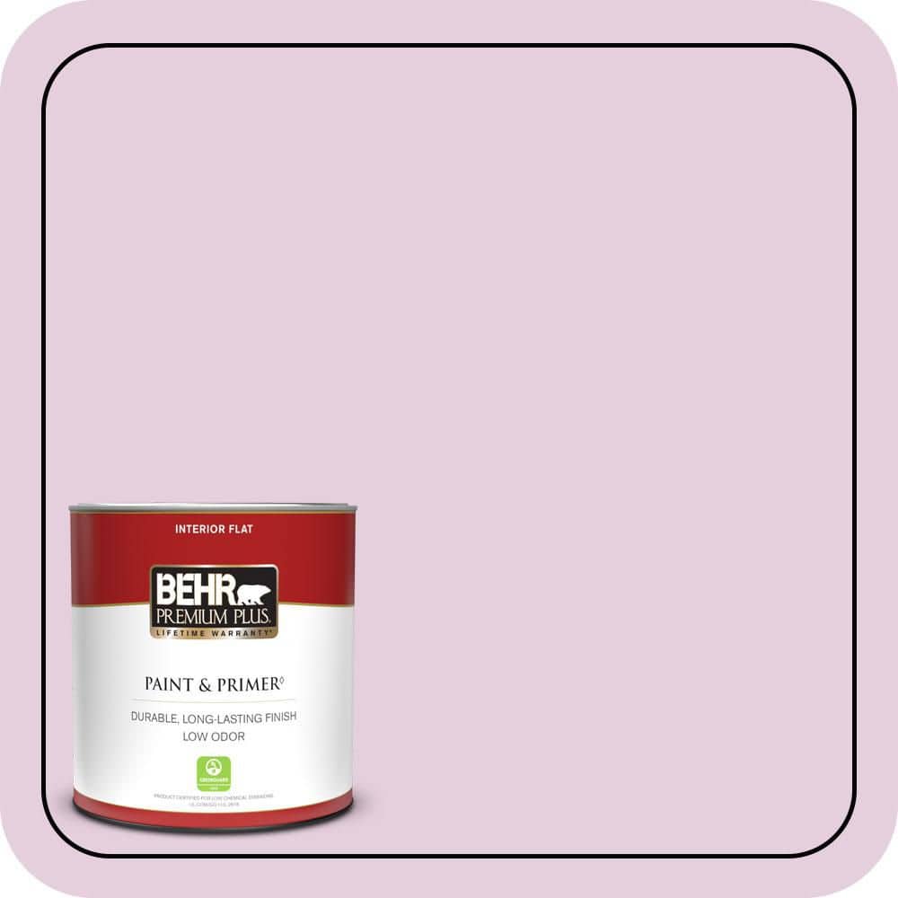 BEHR PREMIUM PLUS 1 qt. #680C-3 Rose Glow Flat Low Odor Interior Paint & Primer (1)