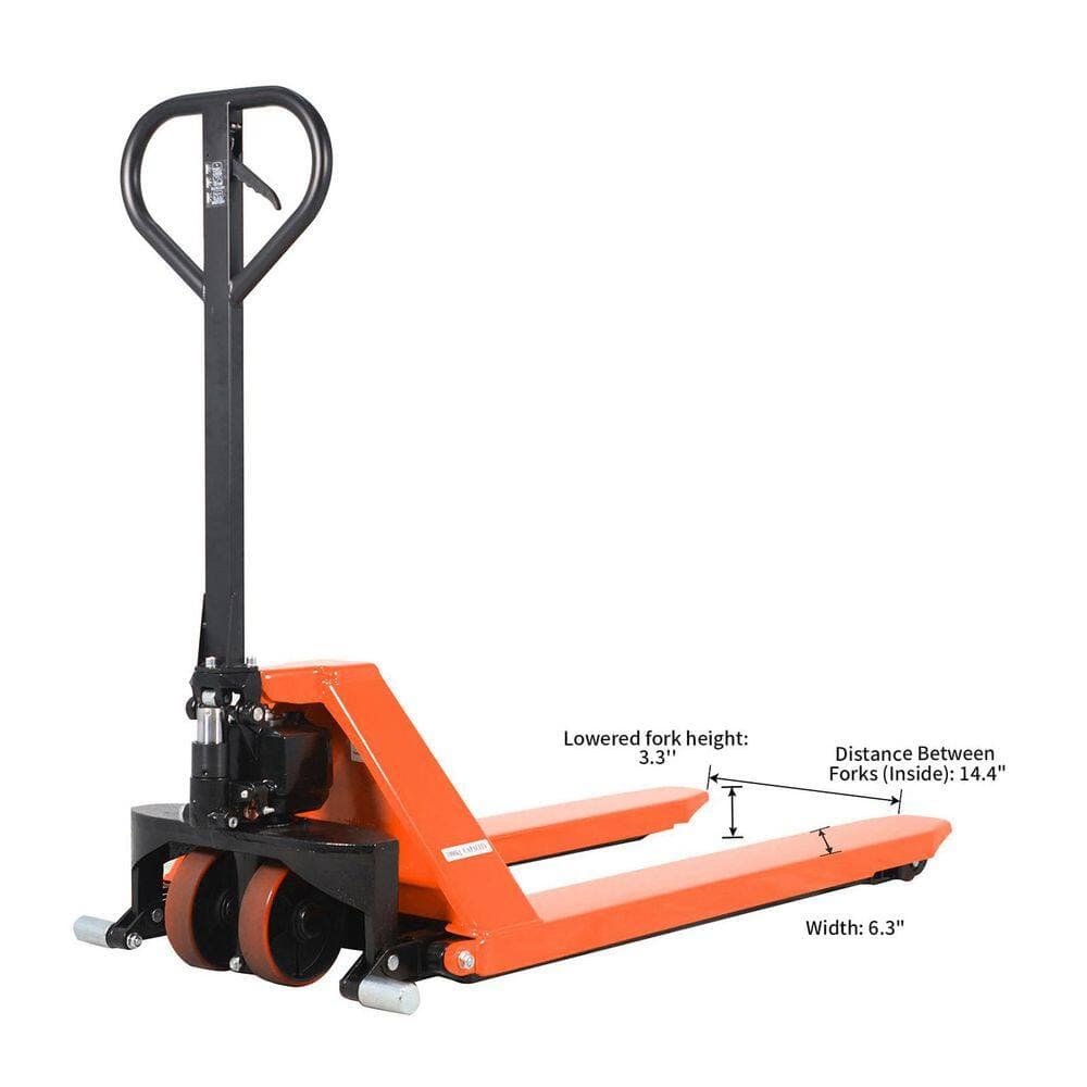 TORY CARRIER 45 x 27 in. Industrial Hydraulic Manual Scissor High Lift Pallet Jack Truck 2,200 lbs. Orange (3)