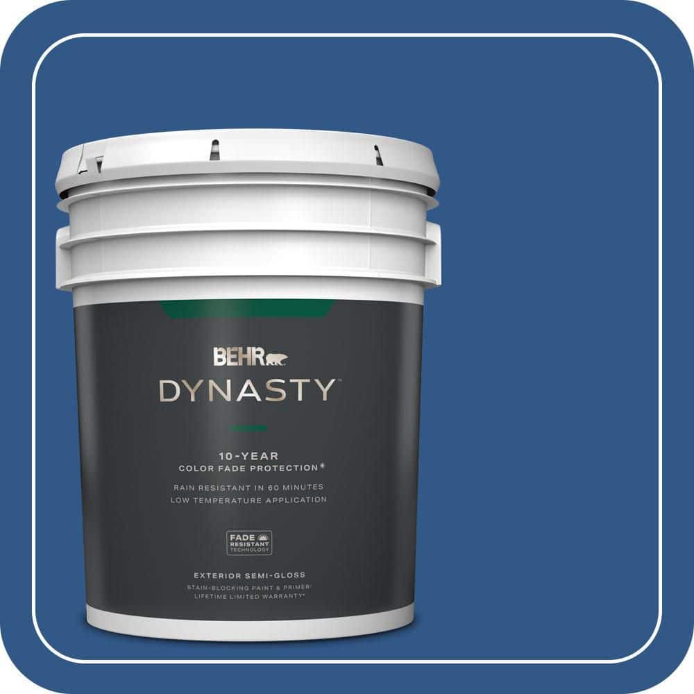 BEHR DYNASTY 5 gal. #590B-7 Award Blue Semi-Gloss Exterior Stain-Blocking Paint & Primer