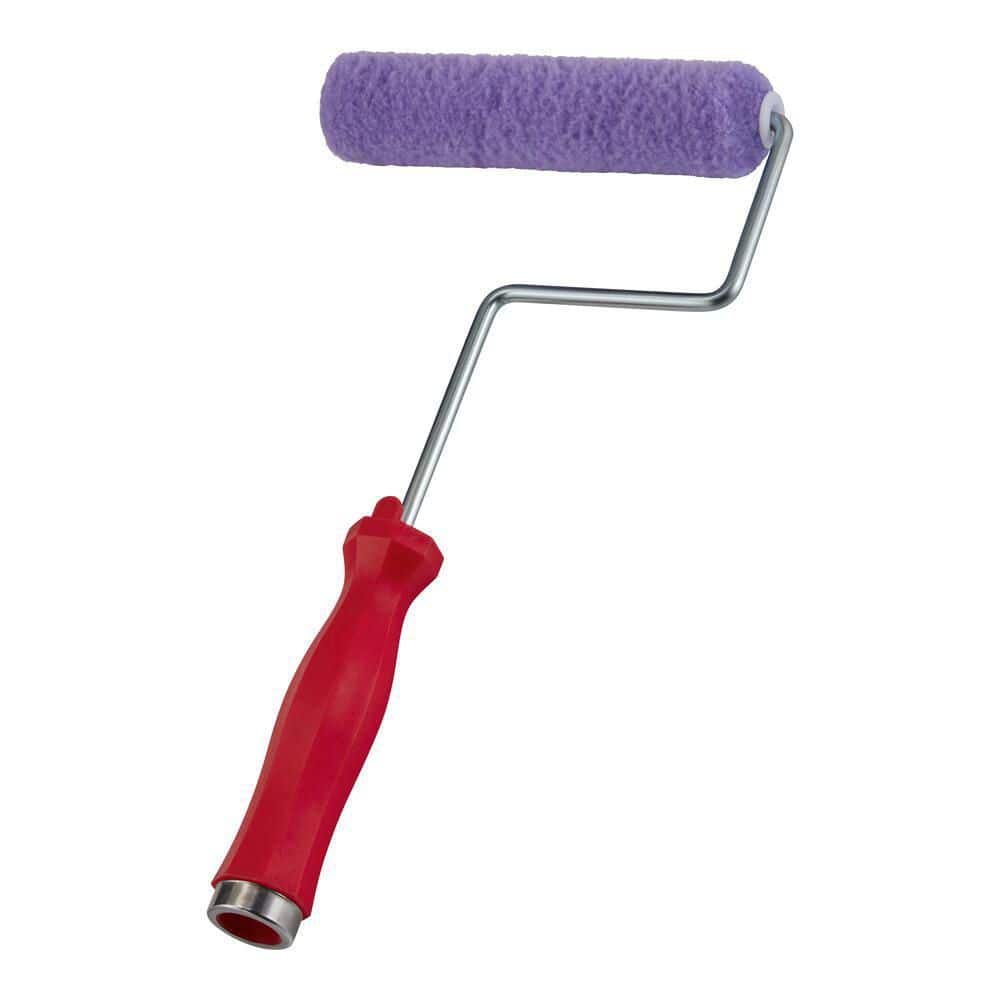 PRIVATE BRAND UNBRANDED Premium 6 in. x 3/8 in. High-Capacity Purple Knit Mini Paint Roller Cover with Frame (2)