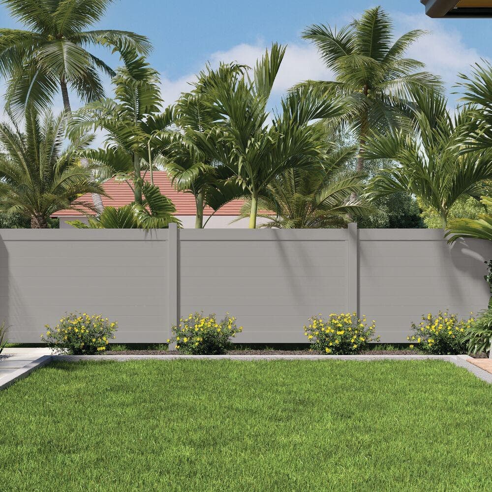 Barrette Outdoor Living Horizontal Fence 5 in. x 5 in. x 108 in. Gray Vinyl Line Post (2)