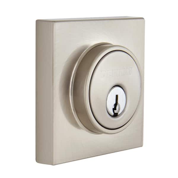 Defiant Square Satin Nickel Single Cylinder Deadbolt (2)