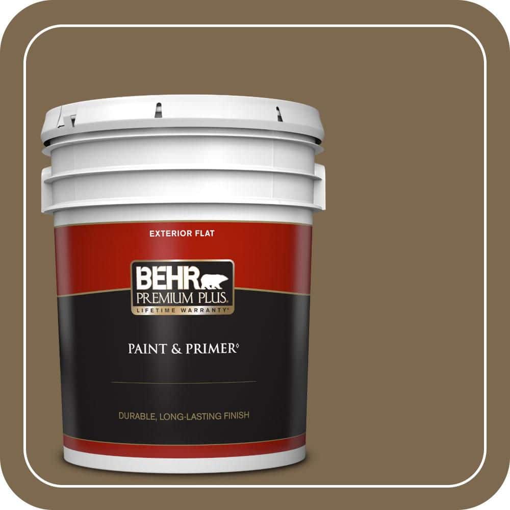 BEHR PREMIUM PLUS 5 gal. #N300-7 Mayan Ruins Flat Exterior Paint & Primer