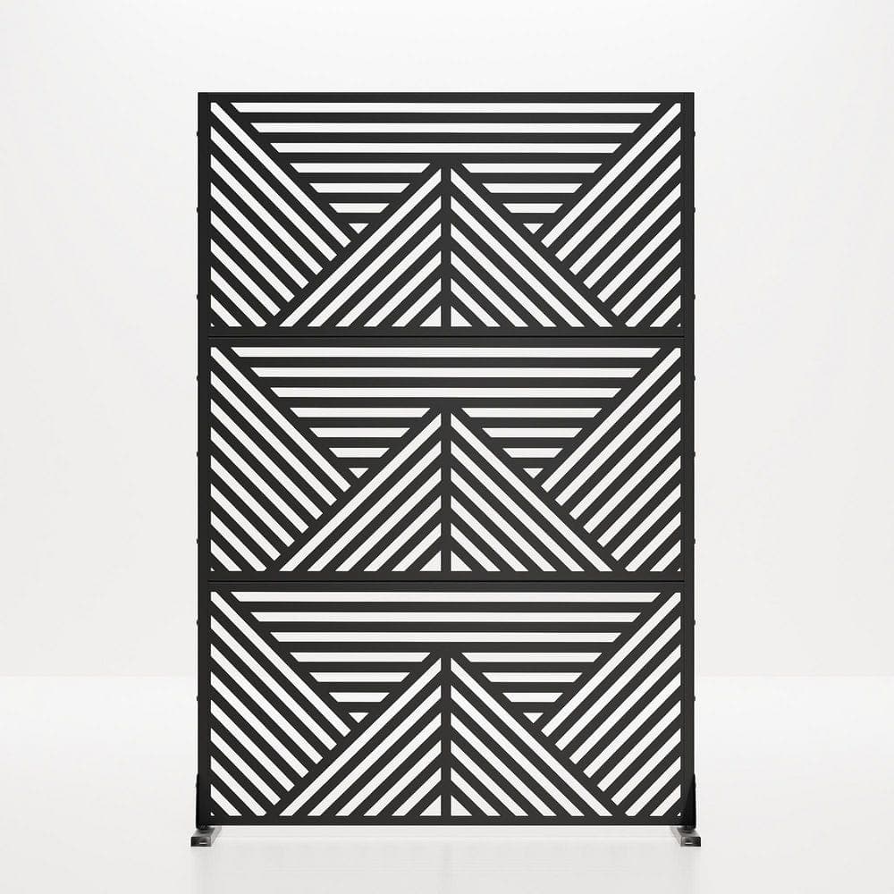 Lumioca 46.8 in. W x 71.37 in. H Black Mountain Shape Galvanized sheet Outdoor Garden Screen Decorative Art Panel (1)