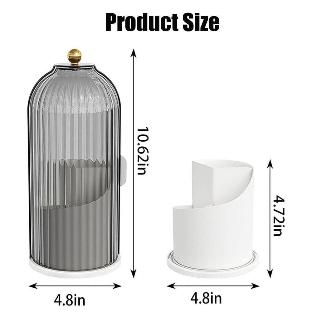 Wudkey 1 PCS Grey Rotating Concealed Toothbrush Holder, with Cover, Bathroom Counter Organizer with Covered Makeup Brush Holder (2)