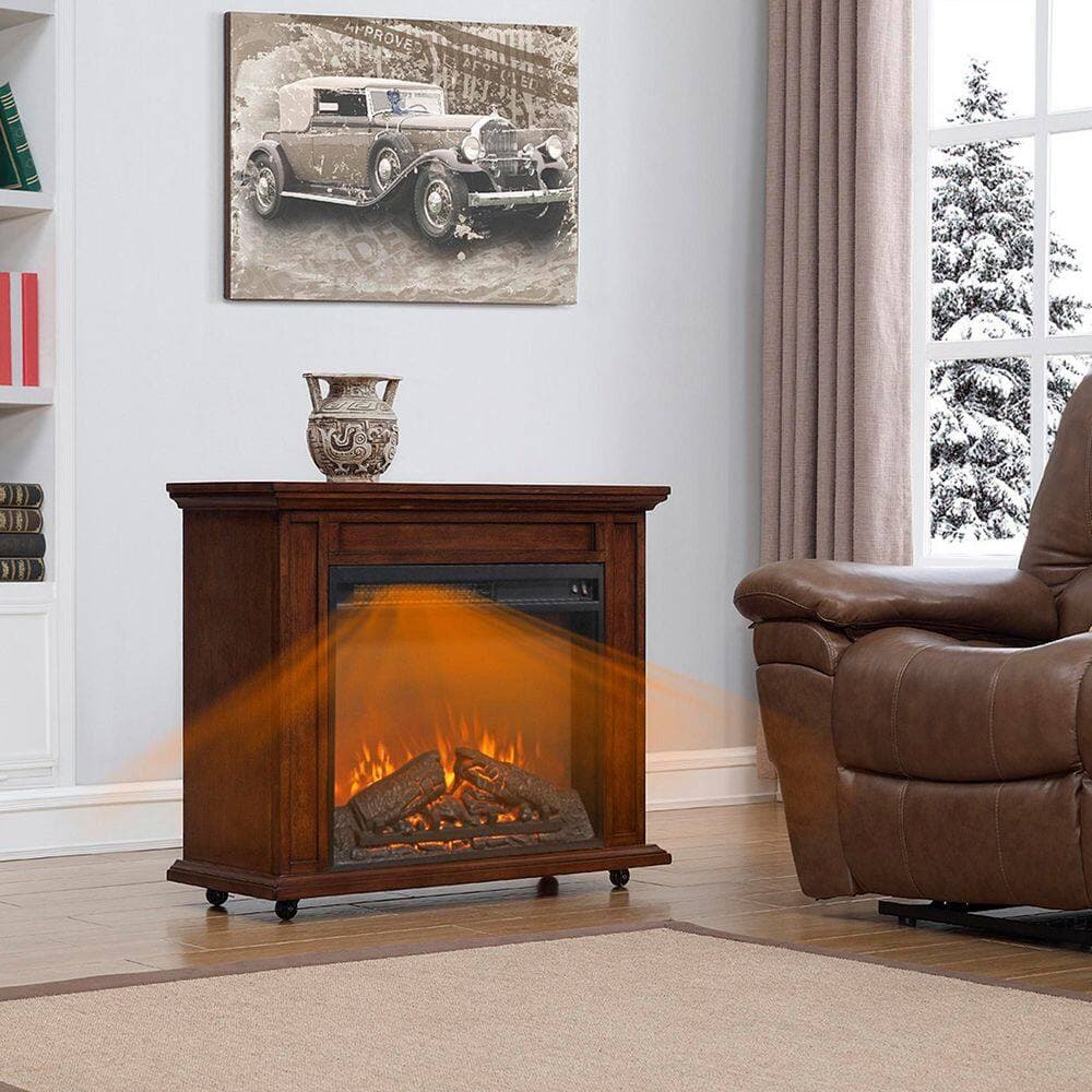 Runesay 23 in.1400-Watt Black 5000 BTU Electric Fireplace Outlet Convection Realistic Flame Overheating Protection Space Heater (2)