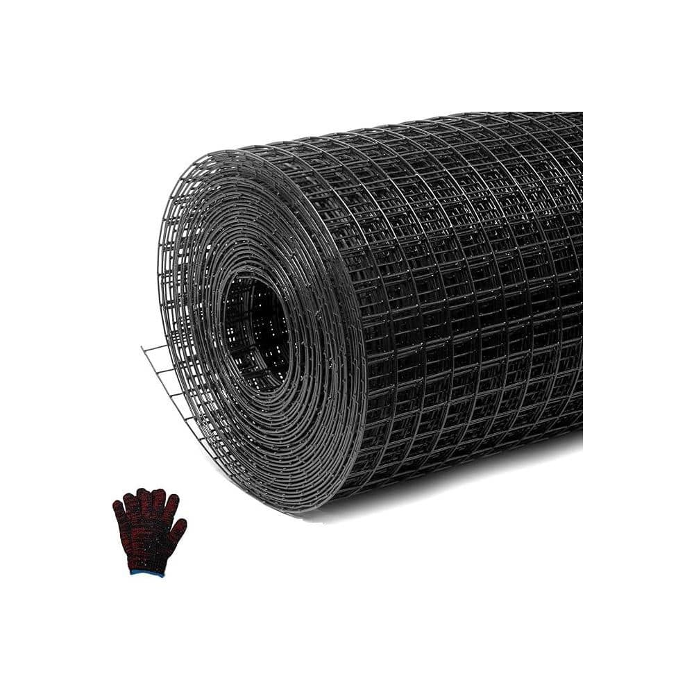 Art3d 1/2 in. x 4 ft. x 100 ft. 19-Gauge Black PVC-Coated Welded Wire Fencing, Rust Resistant Mesh for Chicken Coop, Garden (2)