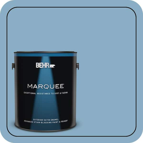 BEHR MARQUEE 1 gal. #S500-4 Chilly Blue Satin Enamel Exterior Paint & Primer (2)