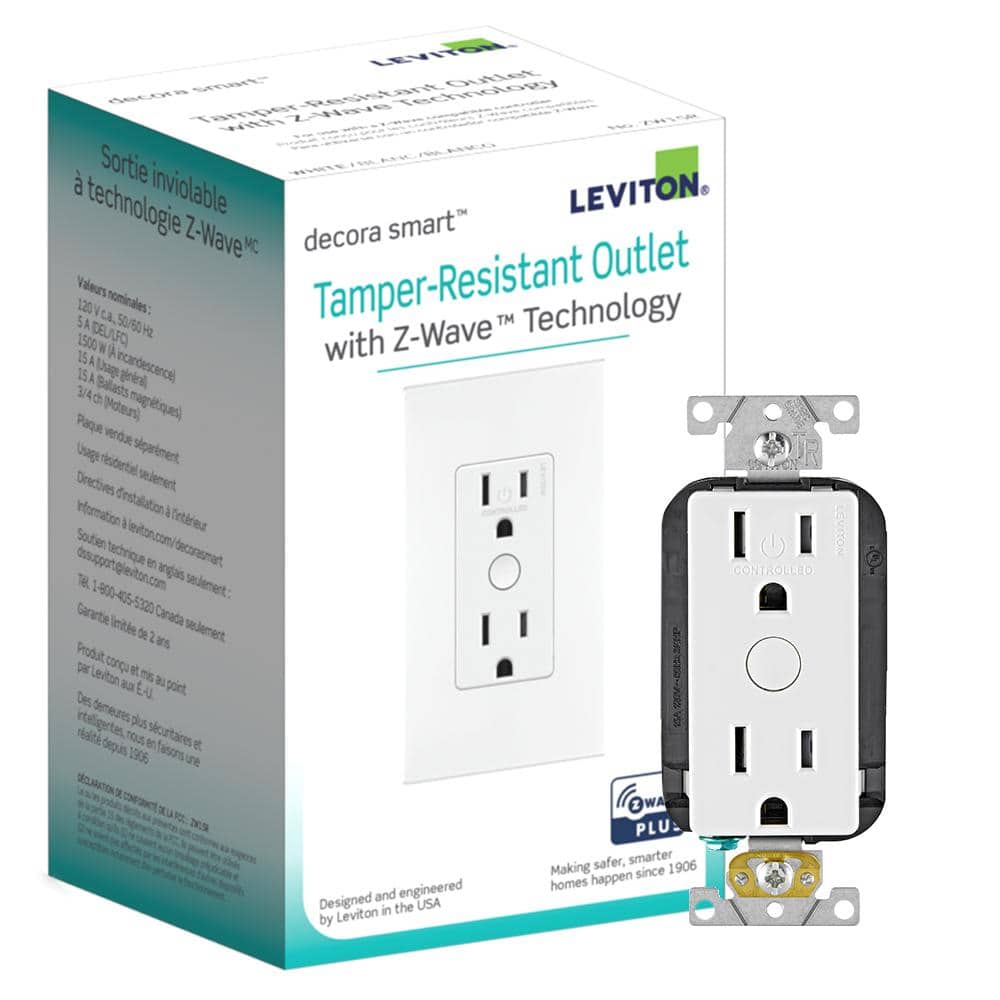Leviton Decora 15 Amp 125 V Tamper Resistant Duplex Outlet/Receptacle, White (1-Pack) ZW15R-1BW (1)