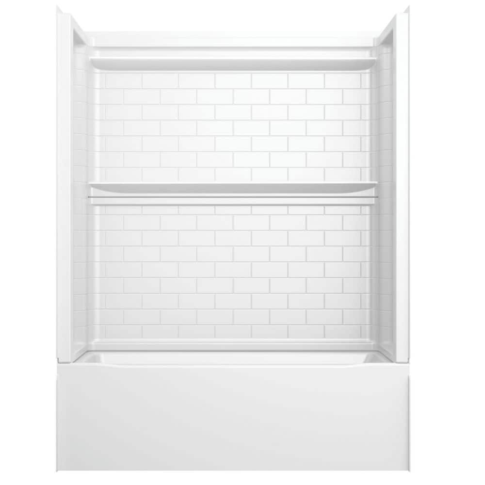 Delta Classic 500 Tile Left Drain 32 in. L x 60 in. W x 59.88 in. H Alcove Bathtub Kit with Tub Wall (1)
