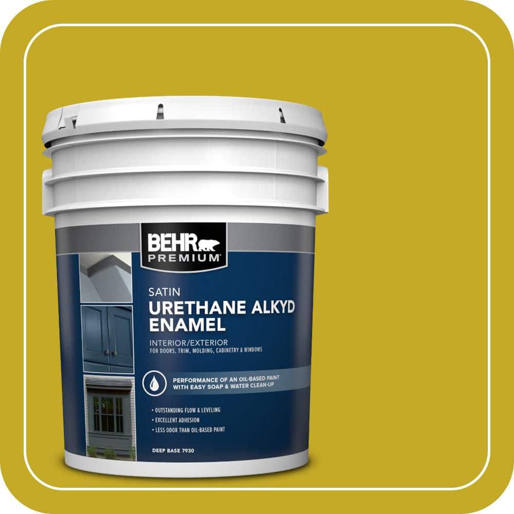 BEHR PREMIUM 5 gal. Home Decorators Collection #HDC-MD-03 Citronette Urethane Alkyd Satin Enamel Interior/Exterior Paint