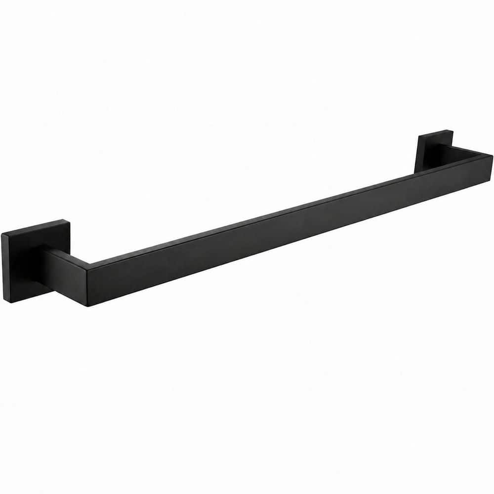 Unbranded 1-Pack Matte Black Stainless Steel 26 in. Square Bathroom Towel Bar Wall Mounted Concealed Screw Rail