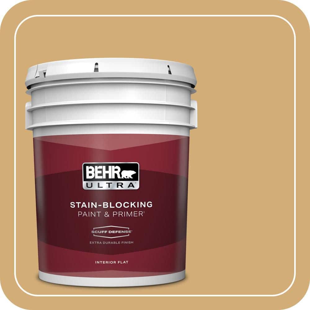 BEHR ULTRA 5 gal. #MQ2-17 Glittering Sun Extra Durable Flat Interior Paint & Primer