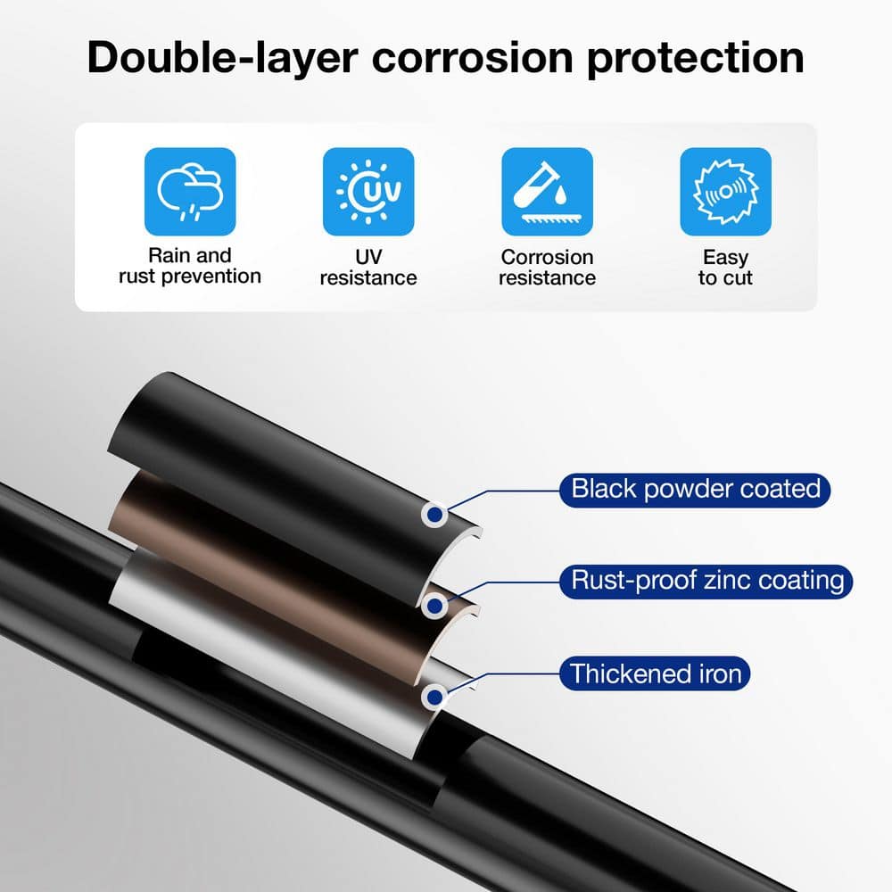 WINSOON 26 in. x 3/4 in. Black Galvanized Iron Deck Railing Round Metal Stair Baluster Install Kit Bulk Pack (100-Pack) (2)