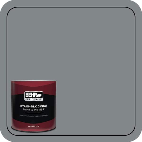 BEHR ULTRA 1 qt. #N500-5 Magnetic Gray color Flat Exterior Paint & Primer (2)