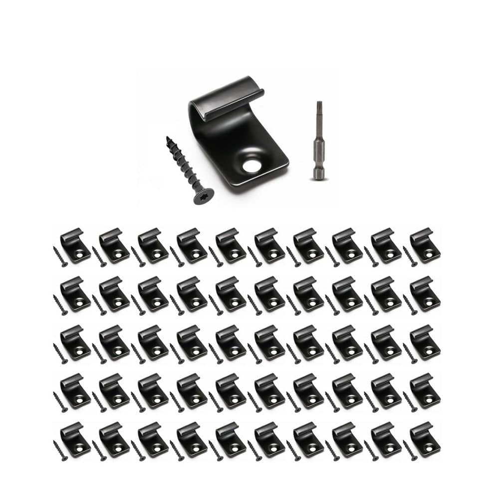 Afoxsos Stainless Steel Black Hidden Fasteners (50-Pack) Universal Decking Clips with Torx Screws and Bit for Composite Decking (1)
