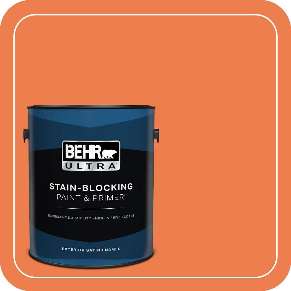 BEHR ULTRA 1 gal. #P200-6 Sizzling Sunset Satin Enamel Exterior Paint & Primer