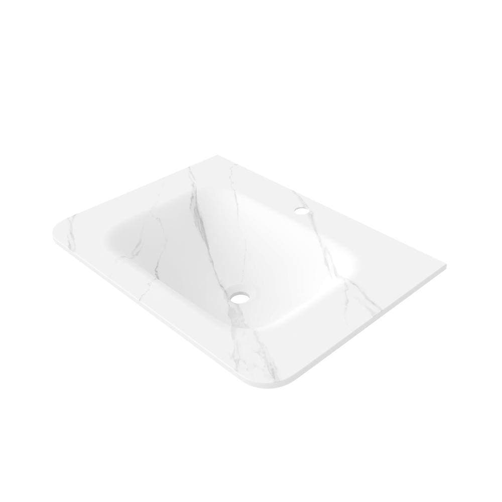 JimsMaison 30 in. Drop-in Sink Basin Sintered Stone Bathroom Sink in White (1)