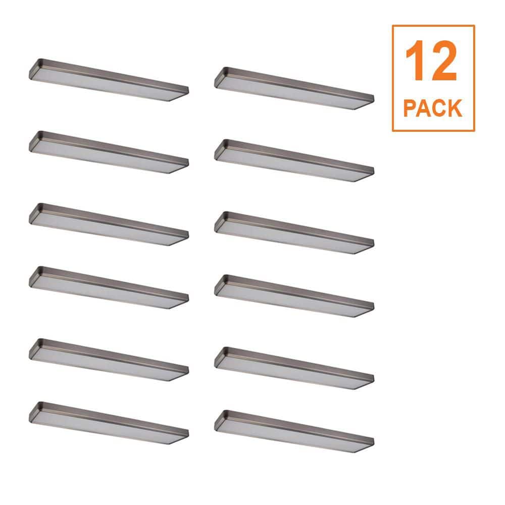 Commercial Electric 12-Pack 4 ft. x 10 in. Blackened Steel Back-Lit LED Panel Light Fixture 4000LM 50W Adjustable CCT Dimmable