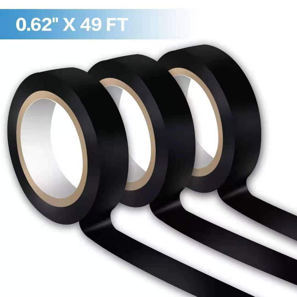 Yichuhaoxi 0.62 in. x 49 ft. Electrical Tape Black Waterproof Flame Retardant High Temperature Resistance 3-Pack (2)