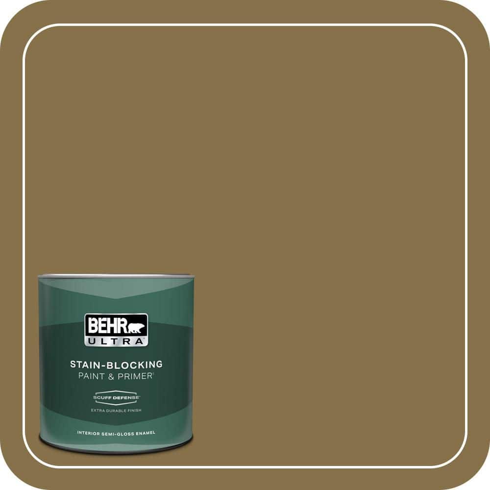BEHR ULTRA 1 qt. #S320-7 African Plain Extra Durable Semi-Gloss Enamel Interior Paint & Primer