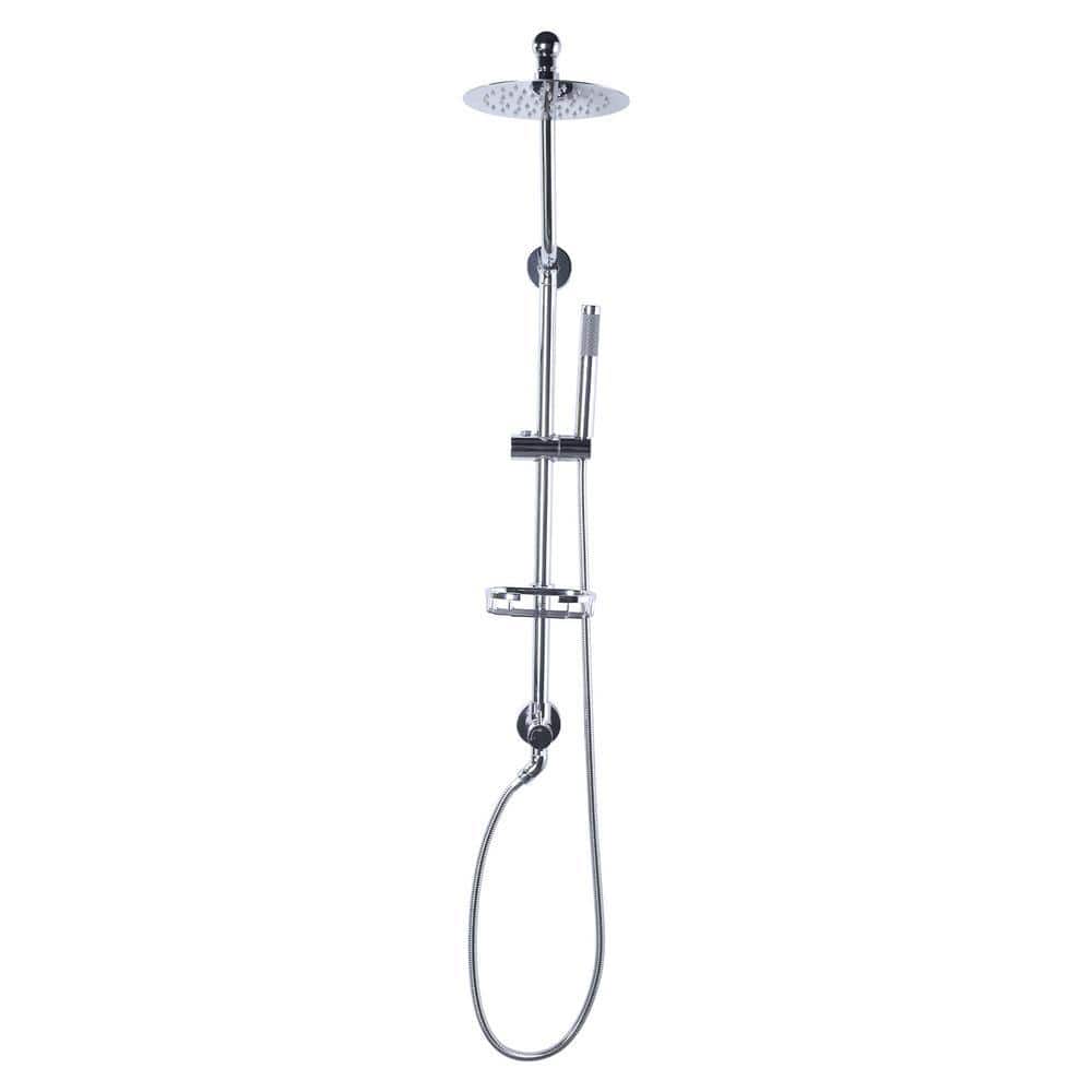 ALEASHA 1-Spray Round Wall Bar Shower Kit with Hand Shower in Polished Chrome (1)