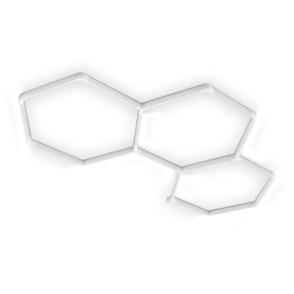 Feit Electric Flexagon 8 ft. Integrated LED 3-Grid Hexagon White Strip Shop Light Fixture 4000K