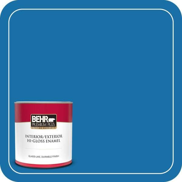 BEHR PREMIUM PLUS 1 qt. #560B-7 Cerulean Hi-Gloss Enamel Interior/Exterior Paint & Primer (2)