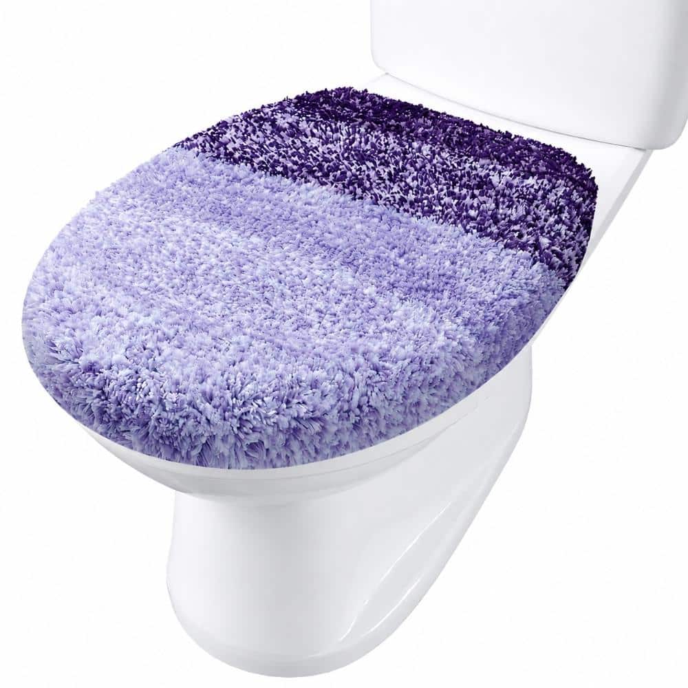 Unbranded Dark Purple Soft Microfiber Toilet Lid Cover 17.5 x 15 in. Machine Washable Rubber Backing Universal