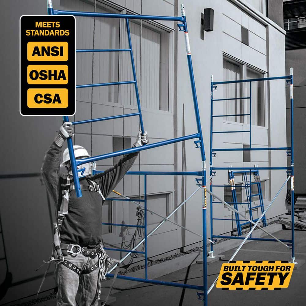 MetalTech Saferstack 10 ft. High 10 ft. Long 5 ft. Wide 2-Level Scaffolding set with Galvanized Cross Braces (4)