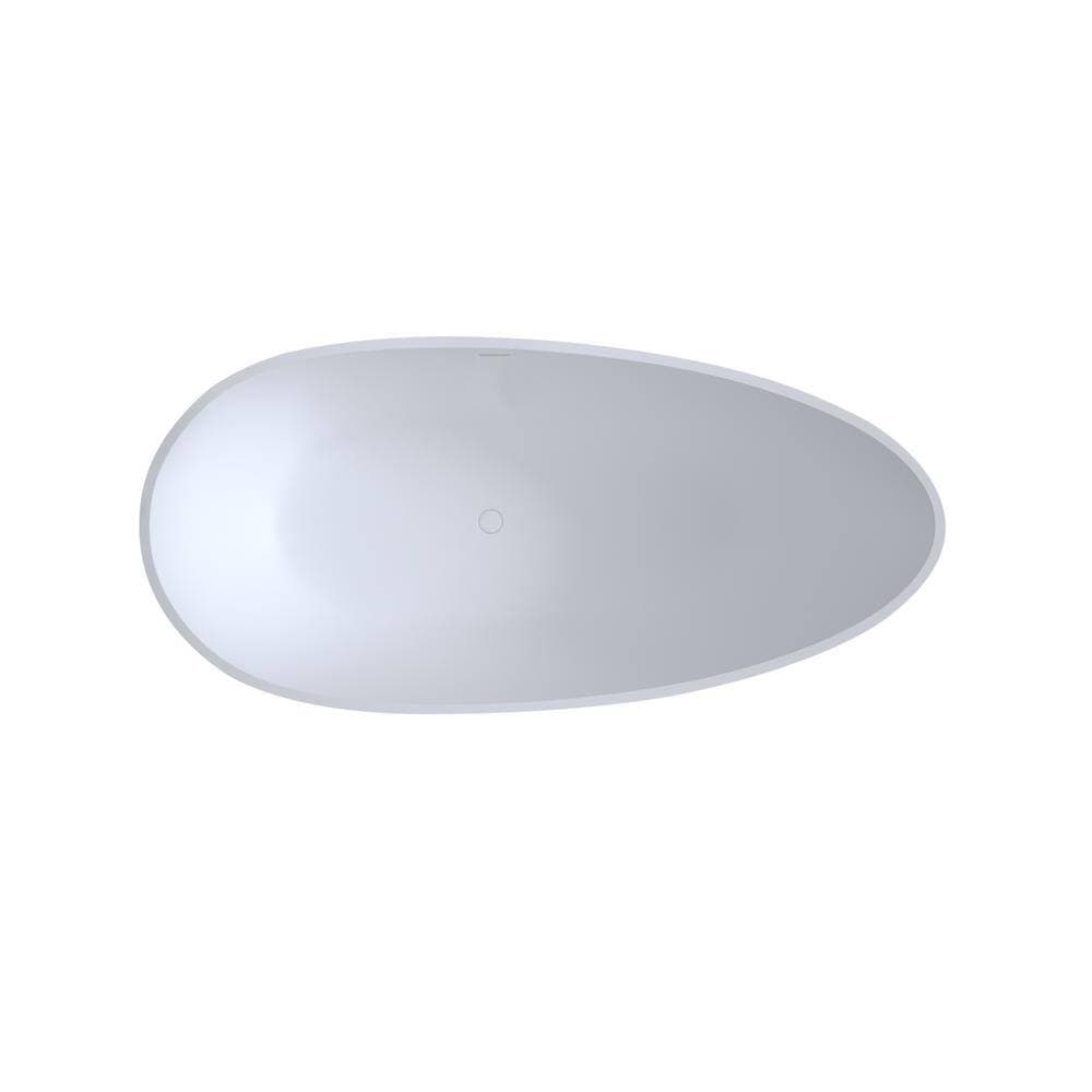 Boosicavelly 59 in. x 31 in. Solid Surface Freestanding Soaking Bathtub with Center Drain in Matte White (2)