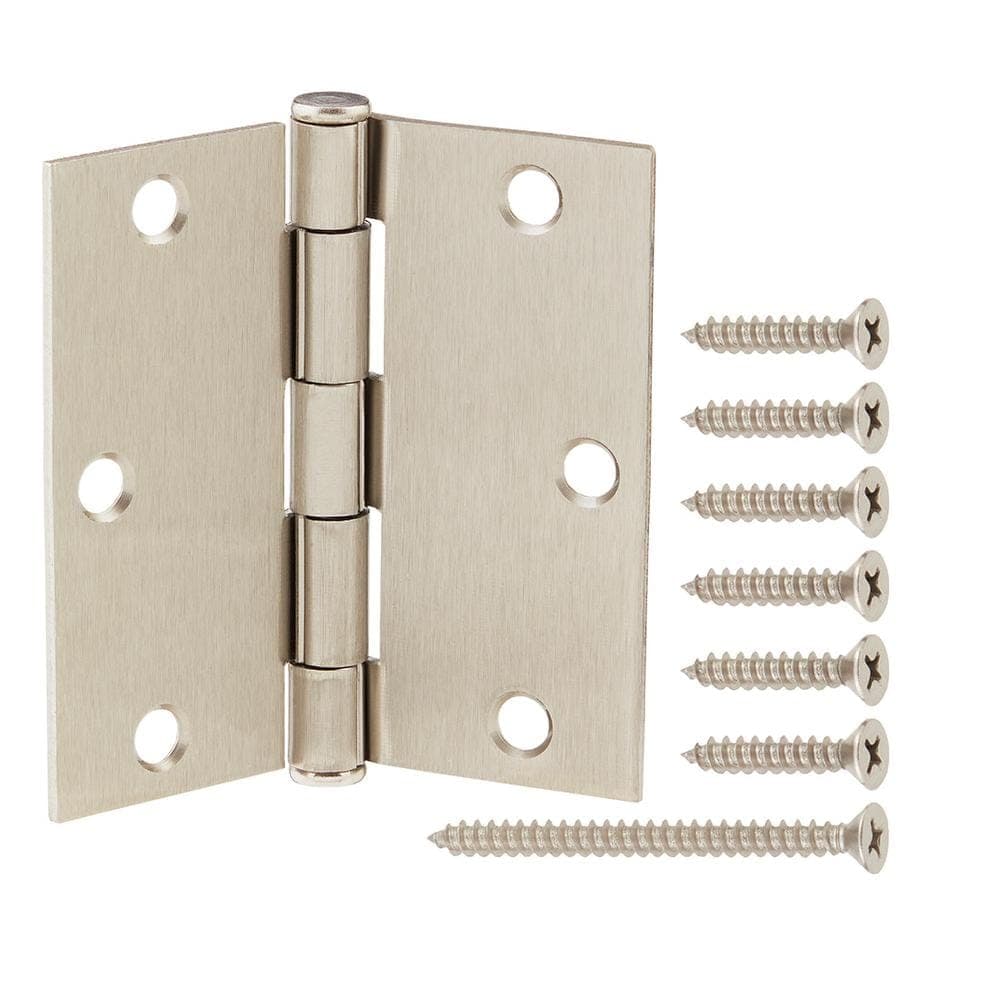 Everbilt 3-1/2 in. Square Radius Satin Nickel Squeak-Free Door Hinge