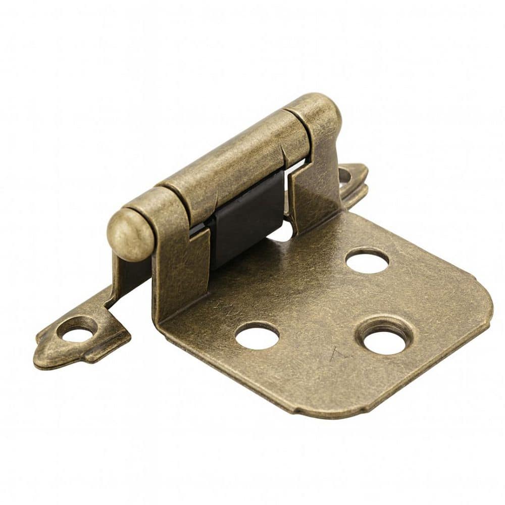 Sapphire 1-5/8 in. Surface Mount Self-Closing Exposed No Radius Cabinet Hinge in Antique Brass - (Set of 24)