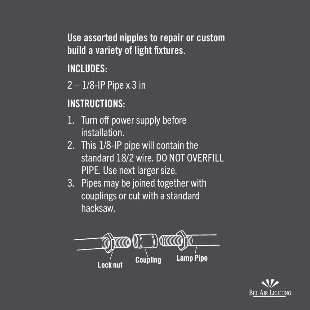 Bel Air Lighting 3 in. Pipe Nipple Threaded 1/8-IP (2-Pack) (3)