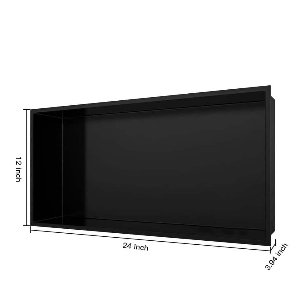 HOMEMYSTIQUE 24 in. W x 24 in. H x 4 in. D Stainless Steel Shower Niche in Matte Black (2)